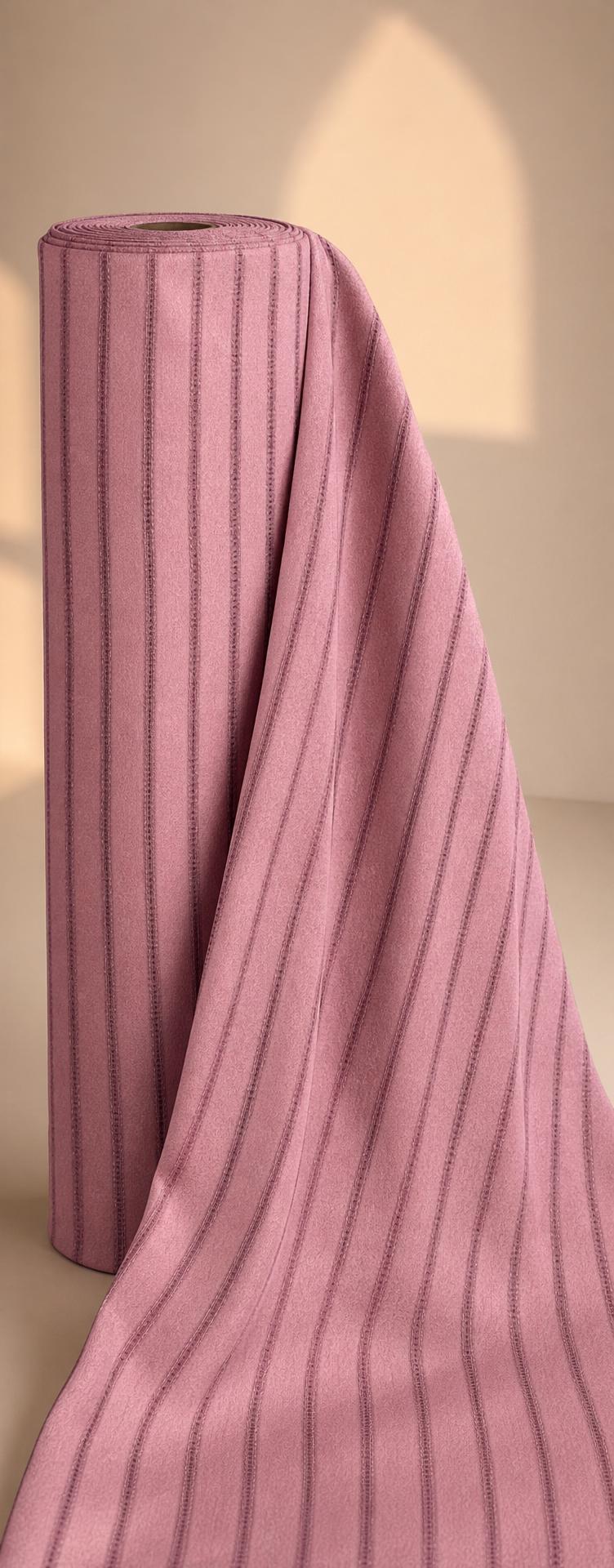 Tissu en satin rose à rayures délicates